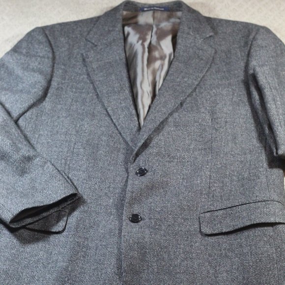 Alan Flusser Size 44L 100% Virgin Lambswool Two Button Blazer Jacket Sport Coat - Picture 1 of 7